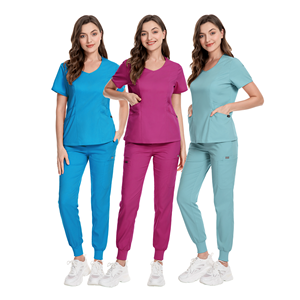 Conjunto médico de Enfermería de manga corta OEM para hombres y mujeres, pantalones para correr, ropa de hospital transpirable, uniforme quirúrgico de Spandex para médicos - Product Image 3
