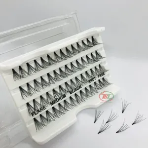 Faux-cils évasés de bonne qualité, sans nœud, en soie de vison, individuels, cils en grappe