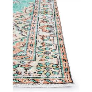 Tapis en laine noué à la main vert vintage, grand format, Pae-3225, motif médaillon abstrait rectangulaire pour la maison, le salon, le couloir - Tapis de chambre - Product Image 4