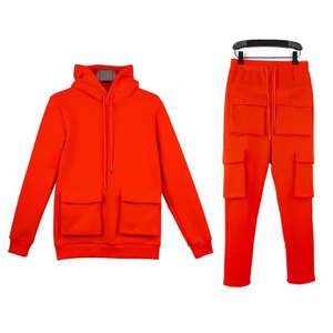 Vente en gros Tenue de jogging 100% coton solide unisexe pour l'hiver Ensemble deux pièces Sweats à capuche Vêtements d'entraînement - Product Image 4