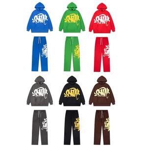 Alta calidad 100% algodón con capucha pantalones de chándal conjunto calle moda estilo suelto sólido 3D hombres mujeres Hip Hop otoño chándales - Product Image 1