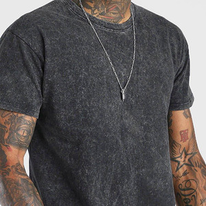 Hombres ácido lavado camiseta impresa calle desgaste Hip Hop ácido lavado algodón camisetas - Product Image 3