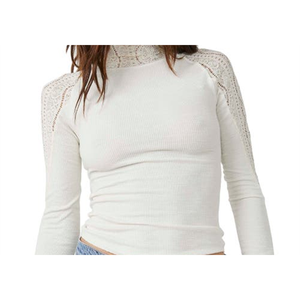 Top a Costine in Pizzo Bianco Bohemien Free People con Collo Alto, Taglia Large - Product Image 2