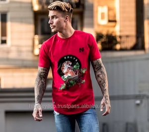 Camiseta personalizada para hombre, Camiseta 100% de algodón, Camiseta de cuello redondo de calidad de lujo en color rojo con impresión DTF frontal - Product Image 5