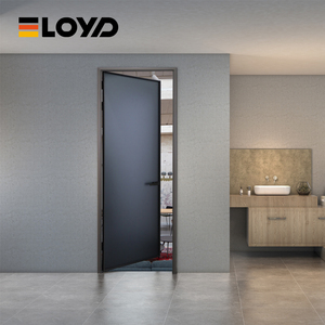 Puerta de cocina exterior moderna Eloyd, Columpio de entrada impermeable con persianas ajustables integradas en estilo de diseño chino de vidrio - Product Image 1