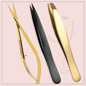 Pinzas antideslizantes para cejas, pinzas puntiagudas de acero inoxidable afiladas a mano, pinzas inclinadas para aseo, tijeras de resorte - Product Image 3