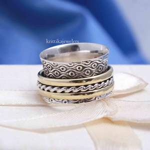 แหวนสปินเนอร์925โทนสีเงินแท้ตั้งฝาเครื่องประดับที่ดีสำหรับการทำสมาธิครบรอบการหมั้นแต่งงานสำหรับงานเลี้ยง - Product Image 4