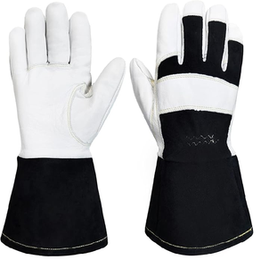 Gants de soudage TIG en cuir avec protection contre les coupures Caiman Gants de soudage Kontour en grain de chèvre blanc/or - Product Image 1