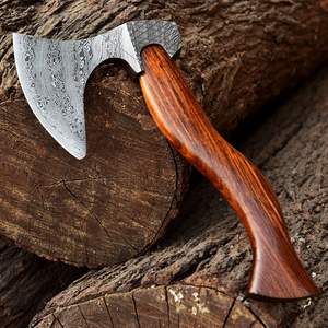 Handmade Damascus Steel Tomahawk Viking <b>Axe</b> Rose <b>Wood</b> Handle Custom Wholesale Forged Survival <b>Axe</b> Industrial Grade <b>Axe</b> Head Type - Product Image 2