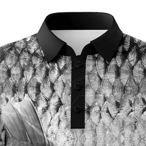 Boutons col à manches longues polo pour hommes séchage rapide polyester vêtements de pêche anti-UV chemise de pêche boutonnée personnalisée - Product Image 3