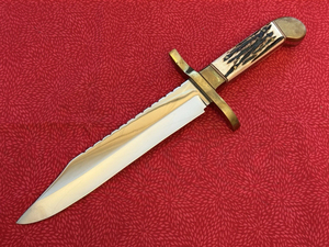 Cuchillo Bowie hecho a mano mango de cuerno cuchillo de supervivencia hoja de acero inoxidable Funda de cuero genuino cuchillo especial. - Product Image 2