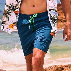 Shorts de bain d'été personnalisés avec logo, couleur unie, vêtements de plage, 100% polyester, mode, vente en gros, séchage rapide, shorts de bain pour hommes - Product Image 2