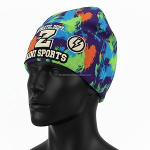 Bonnet pour femmes Premium 300 GSM Soft Ribbed Acrylic Polyester Tie Dye Style Custom Logo Embroidery Jacquard Beanies Cap - Product Image 4