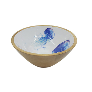 Home & Hotels Serving <b>Bowls</b> Enamel Print Wooden Round Shape Fruit <b>Bowl</b> Natural Finished for Tabletop Food & <b>Snacks</b> Handmade - Product Image 6