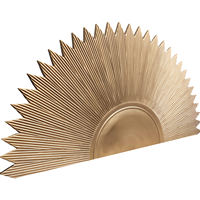 Tête de lit Queen Smart Art en bois sculpté à la main, éclairée et réglable en hauteur, motif Demi-Soleil Doré, pour décoration de chambre de style Ferme, design artisanal