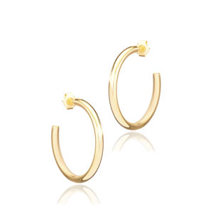 Pendiente de aro de diseño liso de 30mm, enorme, elegante, moderno, hecho a mano, venta al por mayor, joyería fina de plata 925 turca - Product Image 3