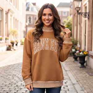 Sweat-shirt surdimensionné personnalisé pour femme, en coton épais, doux, molletonné, brodé, col montant ou col rond, pour l'hiver et l'automne - Product Image 1