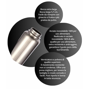 Bouteille d'eau thermique en acier inoxydable à double paroi de 1200 ml, ensemble de 2 pièces avec mousqueton en paracorde - Product Image 3