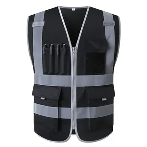 Logo personnalisé gilet de sécurité réfléchissant haute visibilité avec multi-poches respirant Construction Workwear pour hommes et femmes - Product Image 4