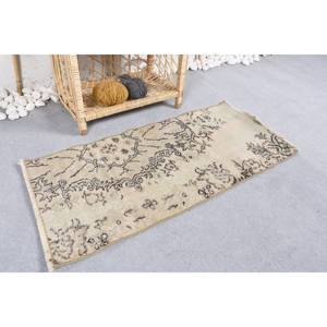Alfombra turca Vintage 1,5X3,1 pies Beige negro patrón Floral clásico área grande rectángulo lana látex para decoración de habitación de pasillo - Product Image 2