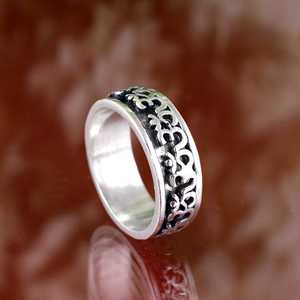 Fashion Design Om <b>Ring</b> Tribal Brass <b>Rings</b> <b>Men</b> Oxidized <b>Silver</b> Finish Spiritual Yoga Band Geometric Mantra For Wholesale/OEM/ODM - Product Image 2