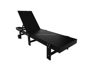 Chaise longue pliante en bois massif moderne noire ARDENA ASL-056 pour une utilisation en extérieur au bord de la piscine et dans les villas d'hôtel - Product Image 4