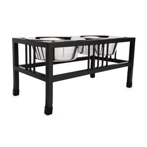 Cuenco de Metal con soporte para mascotas, tazón moderno de alta calidad con revestimiento azul, nuevo diseño, accesorios para Alimentación de Mascotas de Metal - Product Image 6