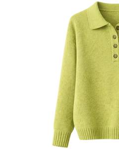 Pull en tricot à col polo pour femme sur mesure Vert lime Manches longues Pull décontracté doux pour l'hiver Vêtement de tous les jours Vente en gros Mode - Product Image 3