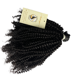 Livraison gratuite, vente en gros, fournisseur de cheveux humains bruts, non traités, brésilien indien, crépus bouclés, kératine, Extension pré-collée - Product Image 1