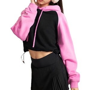 OEM Wholesale Plain <b>Women</b> Crew Neck Pullover Crop Hoodies Sweatshirts Long Sleeves Crop <b>Tops</b> 2026 - Product Image 1
