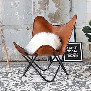 New Best Latest Design Leather and Iron Design Leather Butterfly Chair Stool Set - Product Image 6
