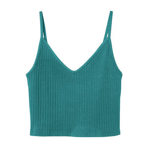 Camiseta corta de punto para mujer, camisola de Color sólido sin mangas, Top OEM fino de verano, ropa informal personalizada con frente, suministro de fábrica de Bangladesh - Product Image 6