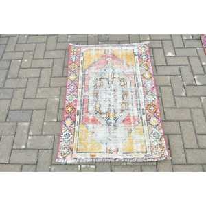 Turkish Vintage Small Rug 2.5x3.3 ft, <b>Red</b> Plants & trees Rug <b>Wool</b> - Product Image 1