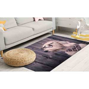 Tapis avec motif chien avec lunettes : Tapis imprimé antidérapant pour la décoration de la maison, avec poils doux - Product Image 4