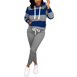 Survêtement 2 pièces pour femmes bloc de couleur tenues d'hiver 2024 sweat à manches longues ensembles de salon avec poches - Product Image 5