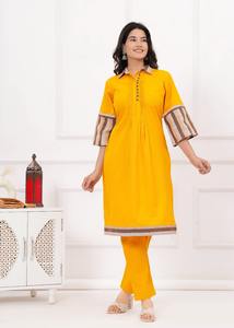 Nuevos vestidos informales para mujer, conjunto de Kurta recto con estampado elegante, venta de productos a granel en línea - Product Image 2