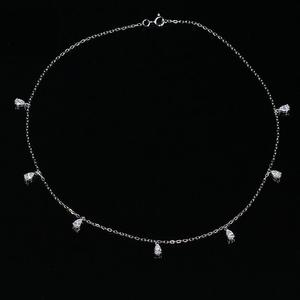 3x5mm Pear Shape VVS D Color Moissanite <b>Chocker</b> Teardrop Charms Station Necklace Vintage 925 Sterling <b>Silver</b> Claw Setting - Product Image 4