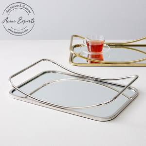 Elegante Bandeja de Servir con Espejo y Asas Curvas, Organizador Estilizado para Mesa de Centro, Barra de Bar, Decoración del Hogar - Product Image 1