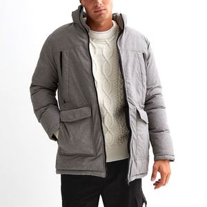 Parka d'hiver pour homme, best-seller, à capuche, longue, avec logo sur le devant, design réversible en polyester et nylon écologiques - Product Image 3
