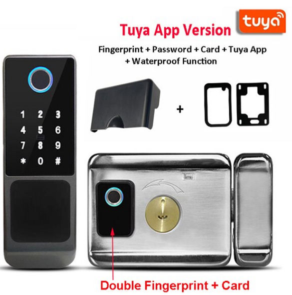 WiFi Tuya APP + double empreinte digitale latérale + carte + mot de passe + clé