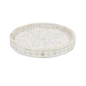 Plateau en incrustation de nacre fabriqué à la main avec base en bois, parfait pour les cadeaux du Ramadan de style golfe, la maison et la décoration de la cuisine - Product Image 4