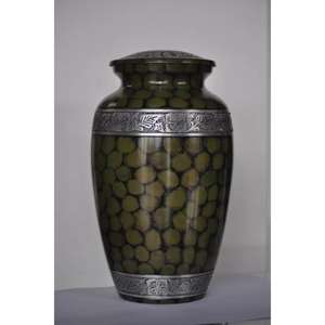 Grande urne de crémation de feu bleu graver la courbure des feuilles fournitures funéraires pour adultes urnes en métal fabriquées à la main urnes de crémation en métal bon marché - Product Image 5