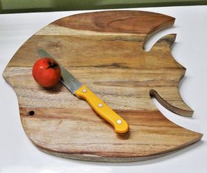 Tabla de cortar frutas y verduras en forma de pescado, utensilios de cocina hechos en la India, Color marrón, para hogar, restaurante, Hotel, novedad - Product Image 2