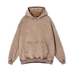 Sweat à capuche lavé à l'acide 100% coton de haute qualité High Street Series Washing Old Sweater Stone Washed Vintage Hoodie - Product Image 1