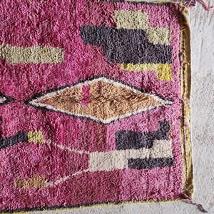 พรมสีชมพูลายบล็อกพิมพ์ด้วยมือพรมปัก100% สำหรับบ้านห้องนั่งเล่นและสวนตกแต่งบ้าน - Product Image 1