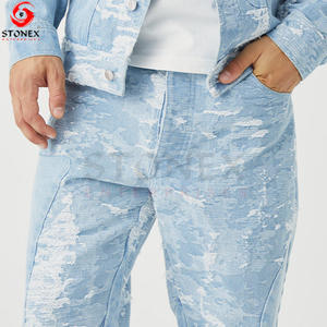 Nuevo traje de mezclilla para hombre, venta al por mayor, chaqueta cortavientos rasgada, chaqueta retro, un conjunto de mezclilla, traje de dos piezas, chaqueta vaquera, conjunto de pantalones - Product Image 2