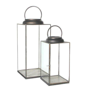 Ensemble de 2 lanternes suspendues en métal et en verre, design élégant fait à la main, parfait pour la décoration intérieure élégante, les mariages et les événements spéciaux - Product Image 1