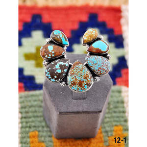 Bague artisanale en argent sterling plaqué or rose avec turquoise numéro 8, sertie clos, en acier inoxydable, élégante et tendance, idée cadeau - Product Image 1