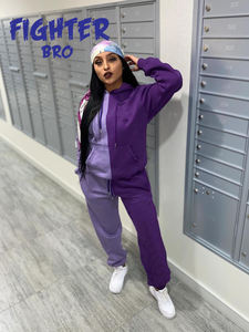 Costume à capuche à fermeture éclair tenue de jogging en coton vêtements de plein air ajustement confortable tissu doux survêtement léger femmes vêtements de sport. - Product Image 3