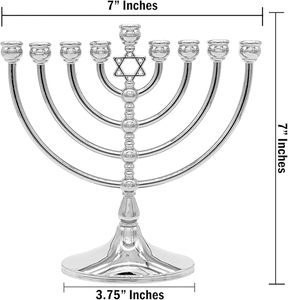 Candelabros Religiones Aluminio Metal Candelabros Hanukkah Candelabros 9 Rama Vintage Metal Portavelas - Product Image 2